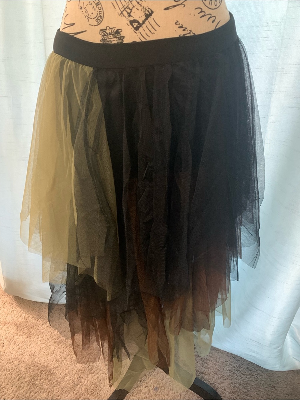 Layered Black/Brown High-Low Skirt
